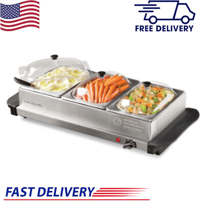 #ad 3 Station 1.5Qt Electric Buffet Server amp; Warming Tray Food Warmer $35.08