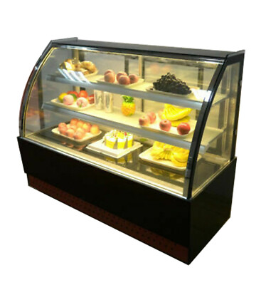 220V 35.4quot; Wide Bakery Showcase Desktop Black Cake Display Cooler Visual Glass $1278.75