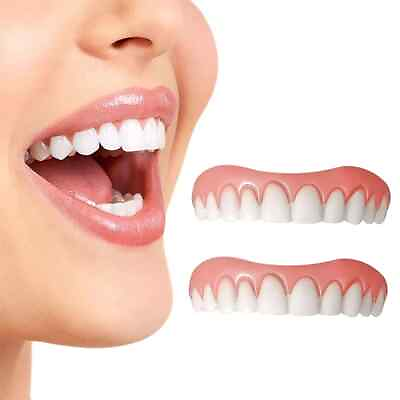 2pcs set Reusable Silicone Mouth Guard Night Protecting Upper Lower Fake Teeth $6.63