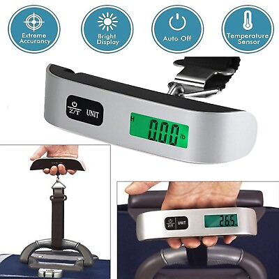 #ad Portable Travel LCD Digital Hanging Luggage Scale Electronic Weight 110lb 50kg $4.95