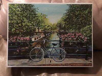Cycling By The Canal Elodie Cazes 1000 Pc Jigsaw Puzzle Mouth Painting Artist $15.97