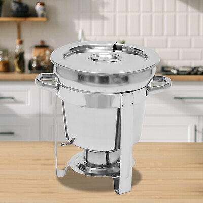 7L Round Chafing Dish Buffet Food Warmer with Lid Stainless Catering Container $55.05