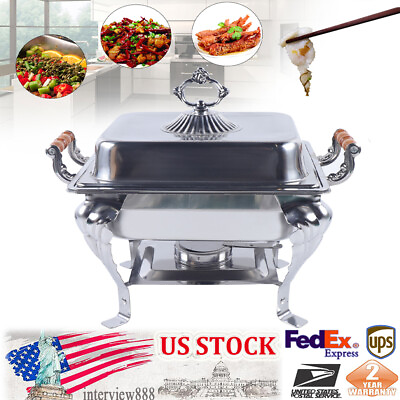 #ad Stainless Steel Chafing Dish Buffet Set Rectangle Buffet Warmer Chafer Set Party $50.35