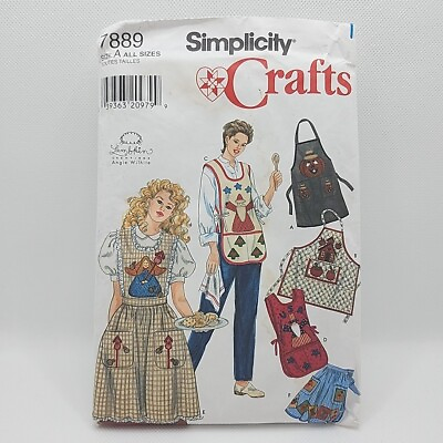 #ad Simplicity 7889 Misses Applique Full amp; Half Aprons Sewing Pattern Size S L Uncut $7.99