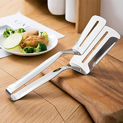 #ad Stainless Steel Kitchen Food Tong Pizza Salad Sandwich Serving Clip Tong 10 In $18.99