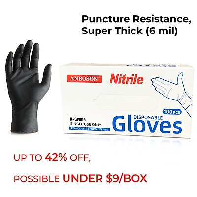 #ad 6 Mil Black Disposable Medical Exam Nitrile Gloves Latex amp; Powder Free 100 ct $11.99