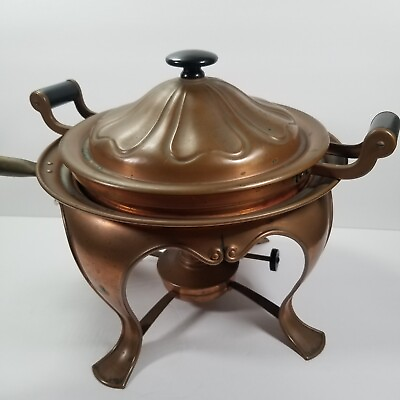 #ad #ad Vintage Chafing Dish Solid Copper S Sternau amp; Co New York Trade Mark Scrolled $38.97