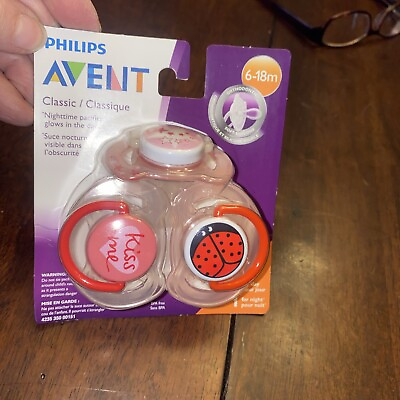 #ad Philips Avent Orthodontic Pacifiers Classic Nighttime 6 18m Pink Glow In The Dar $14.99