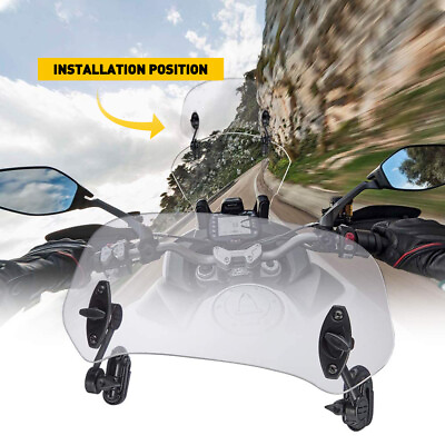 Motorcycle Universal Clip On Windshield Wind Screen Deflector Extension Spoiler $21.84