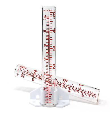 AcuRite Glass Rain Gauge 5quot; Capacity with Replacement Tube amp; Mounting Hardware $9.87