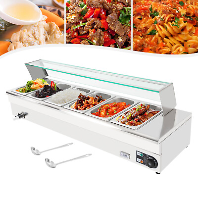 #ad Electric Bain Marie Buffet Server 6 Pans 1200W Commercial Countertop Food Warmer $269.00