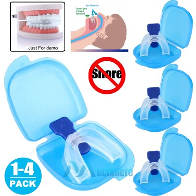 #ad 4 Pack Stop Snoring Mouthpiece Sleep Apnea Guard Bruxism Anti Snore Grind Aid $8.83