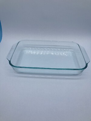 #ad Vintage PYREX Clear Blue Tint 3 Quart Model 233 N Glass Baking Dish USA $14.61