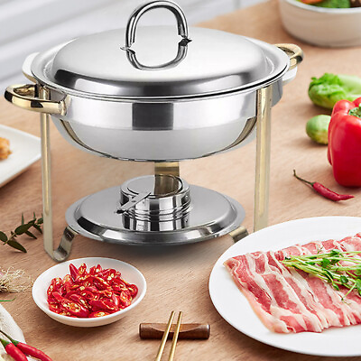 4L Round Chafing Dish Stainless Chafer Roll Top Chafer Catering Buffet Wamer Pot $50.00
