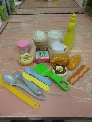 #ad Pretend Play Food Toy 17 Piece LOT Food Sweets Utensils Bacon $4.99