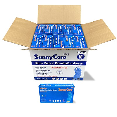 SunnyCare Nitrile Powder Free Disposable Gloves Blue Non Sterile Latex Free $63.00