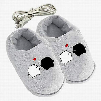 #ad 1 Pair Foot Warmers No Pilling Soft Lining Plush Warm Electric Slippers $33.72