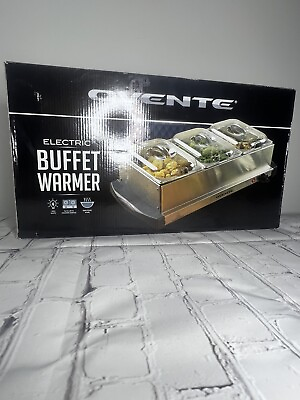 Ovente Electric Buffet Server Three Sectional Food Warmer Tray Silver FW173S $40.00