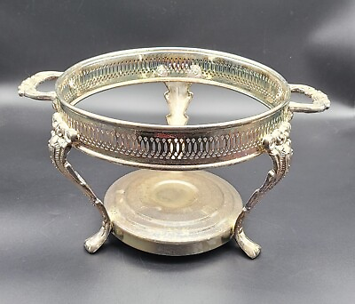 #ad Vintage Royal Silver. Silverplate Round Food Warmer Chafing Dish 9in diameter $23.00