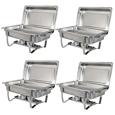 PREMIUM Chafing Dish Food Warmer Buffet Server Trays Stainless Steel Chafers 4pc $236.37