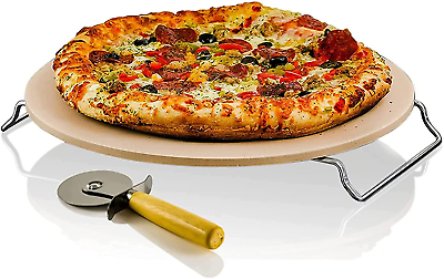 #ad Ceramic Pizza Stone 13 Thermal Shock Resistance Multi Purpose Rack Handle Cutter $13.26