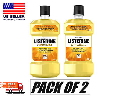 #ad 2 PACK Listerine Original Antiseptic Mouthwash for Bad Breath Plaque 1.5 L $15.99