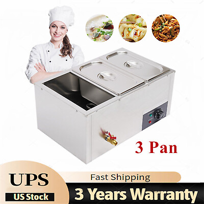 #ad Electric Food Warmer 3Pan Commercial Buffet Steam Table Stainless Steel 850W NEW $109.72
