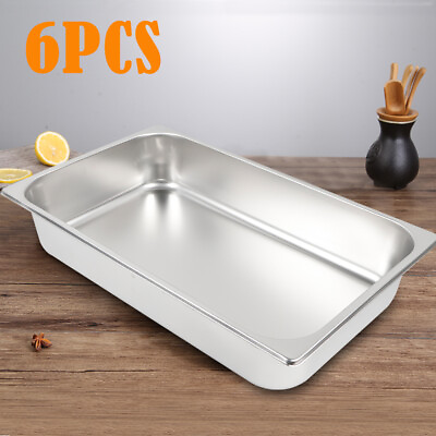 #ad 6 PACK Full Size 4quot; Deep Steam Table Pans Catering Food Warmer Buffet Pan Warmer $37.00