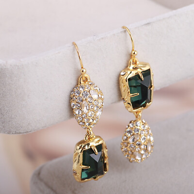 Alexis Bittar Double Drop Green Crystal Dangle Earrings $30.99
