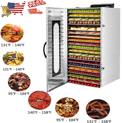 #ad 20 Trays Electric Food Dehydrator Machine 1500W Fruit Dryer Beef Meat Tempamp;Timer $299.99