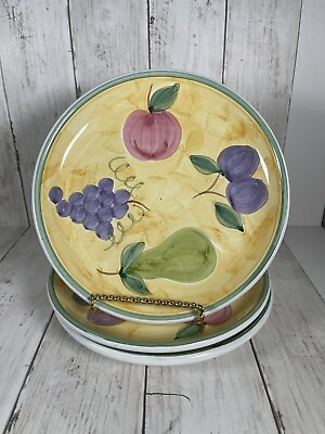 #ad #ad Set of 3 Handpainted Italian Pottery Salad Plates Frutta 8 1 4” Caleca $28.99