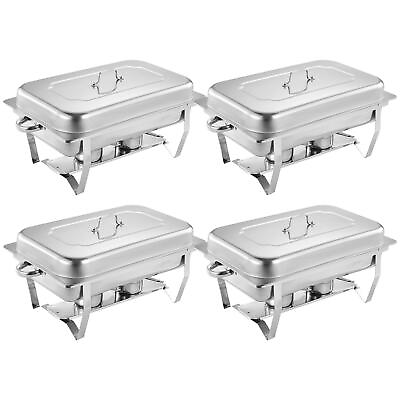#ad Set of 4 Chafing Dish Food Warmer for Party Buffet with Stand Stainless Steel $168.01