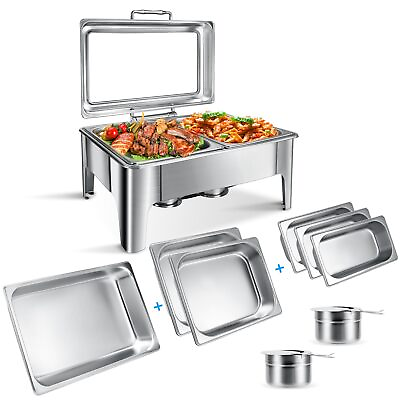 #ad Rectangular Chafing Dish Buffet Set Food Warmers for Parties 9.5QT Chafing ... $196.57