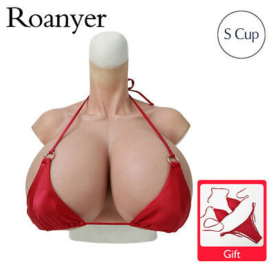 #ad #ad Roanyer S Cup Silicone Breast Plate Realistic Fake Boobs Breast Plus Red Bikini GBP 230.00