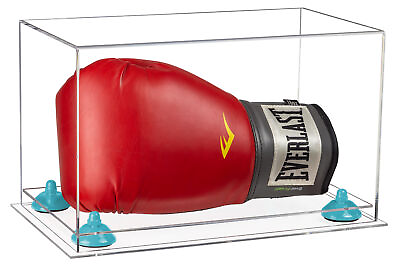 Single or Double Boxing Glove Display Case w Blue Risers amp; Clear Base A011 $110.99