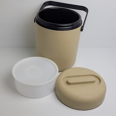 #ad DECOR Buddy Cooler Salad Round Carrier Beige Drinks Handle Insulated Food Lunch AU $43.99