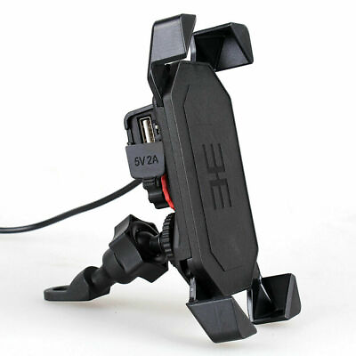 #ad Motorcycle Bike ATV Cell Phone GPS Handlebar Mirror Mount Holder USB Charger US $16.20