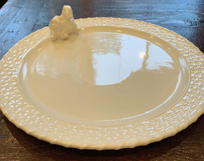#ad #ad Pottery Barn Bunny Basket Platter Serving Plate Rabbit Tabletop Easter New $59.95