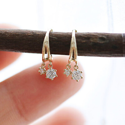 Pretty 925 Silver Filled Drop Earrings Cubic Zirconia Engagement Jewelry A Pair C $2.60