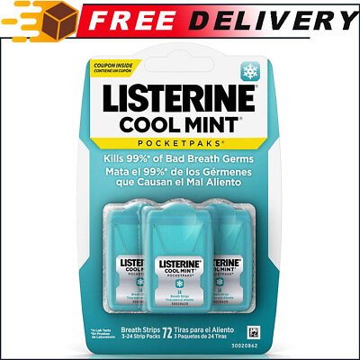 #ad #ad Listerine Pocketpaks Breath Strips Cool Mint 3 x 24 Strip Packs $8.41