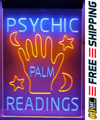 #ad Psychic Palm Readings LED Neon Light Sign Moon Star Display Wall Art Lamp Décor $59.95
