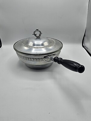 #ad Unbranded Vintage Silver Chafing Pot W Pyrex Divided Dish amp; Lid Victorian Style $9.87