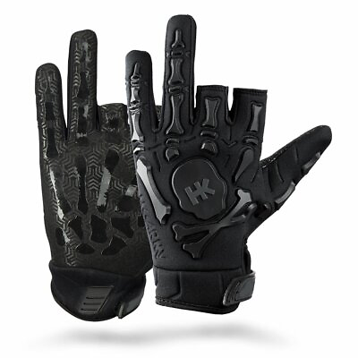 #ad #ad HK Army Paintball Full Half Fingerless Bones Gloves Protective Black Medium M $34.95