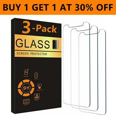 3 PACK For iPhone 14 13 12 11 Pro Max XR XS Max Tempered Glass Screen Protector $3.49