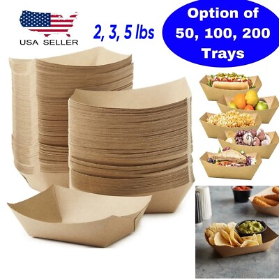 #ad Kraft Paper Food Tray Boat Brown Disposable Serving Trays 2 Lbs 3 Lbs 5 Lbs $27.50