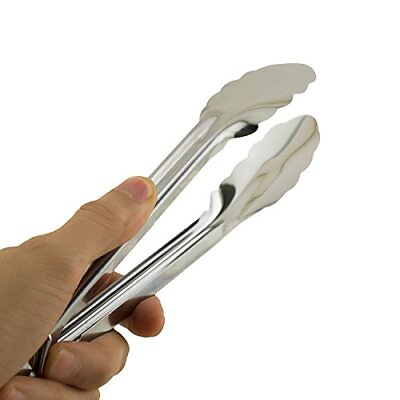 #ad #ad 6 Pack 9“ Stainless Steel Chef Food Serving Tongs Grilling BBQ Salad Buffet U... $14.84