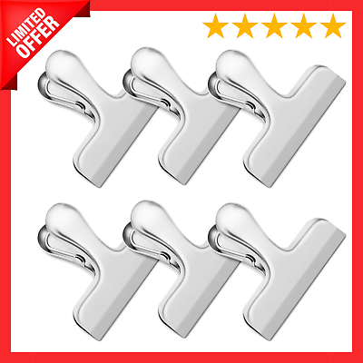 #ad 6 Pack Silver Bag Clips for Food Packages Chip Clips Bag Clips Food Clips Stai $7.19