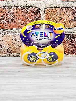 #ad Avent Naturally Silicone Pacifiers Nipples Glow Dark Moon 6 18 Months 2 Pack $19.99