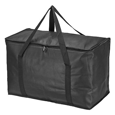 20.1quot;x10quot;x13quot; Insulated Reusable Grocery Bag Food Delivery Tote Bag Black $13.20