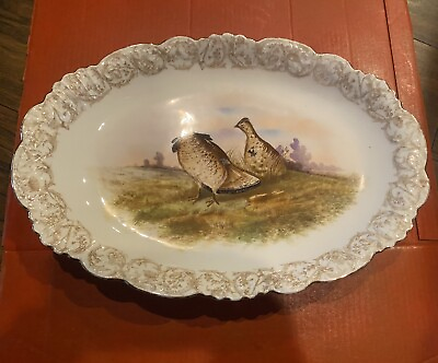 #ad Antique Tamp;V Tressemanes amp; Vogt France Big Oval Wild Turkey collection Plate $189.99